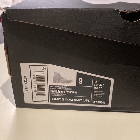 NEW - UNDER ARMOUR UA HIGHLIGHT FRANCHISE CLEATS SHOES - Men’s Size 9 - Football - Picture 13 of 13